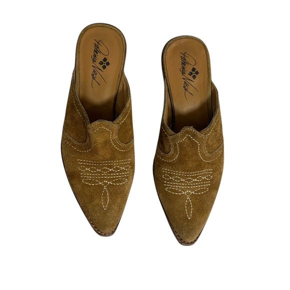 PATRICIA NASH BROWN SUEDE LEATHER BATTISTA SLIP ON Western MULES SZ 6 - Picture 1 of 10